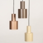 Foto 15537-9 vooraanzicht: Ronde hanglamp met drie metalen kokers in beige, taupe en bruin 