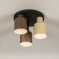 Foto 15538-2 onderaanzicht: Ronde plafondlamp met kokers van metaal in beige, taupe en bruin