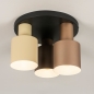 Foto 15538-3 onderaanzicht: Ronde plafondlamp met kokers van metaal in beige, taupe en bruin