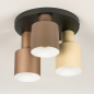 Foto 15538-5 onderaanzicht: Ronde plafondlamp met kokers van metaal in beige, taupe en bruin