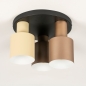 Foto 15538-6 onderaanzicht: Ronde plafondlamp met kokers van metaal in beige, taupe en bruin