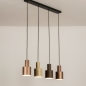 Foto 15539-23: Längliche Pendelleuchte mit vier Metallrohren in Beige, Taupe und Braun