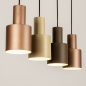 Foto 15539-28: Längliche Pendelleuchte mit vier Metallrohren in Beige, Taupe und Braun
