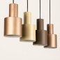 Foto 15539-31: Längliche Pendelleuchte mit vier Metallrohren in Beige, Taupe und Braun
