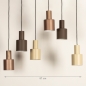 Foto 15540-1: Hängeleuchte mit sechs Metallrohren in Beige, Taupe und Schwarz