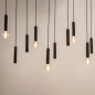 Foto 15547-13: Minimalistische koker hanglamp met tien zwarte kokers E27