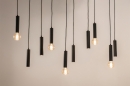 Foto 15547-24: Minimalistische koker hanglamp met tien zwarte kokers E27