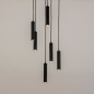 Foto 15549-16: 6-flammige schwarze Röhen-Hängelampe E27 und drei verschiedenen Looks