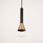 Foto 15563-2 maatindicatie: Koker hanglamp van metaal in zwart met goud GU10
