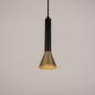 Foto 15563-3 vooraanzicht: Koker hanglamp van metaal in zwart met goud GU10