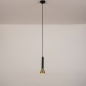 Foto 15563-4 vooraanzicht: Koker hanglamp van metaal in zwart met goud GU10