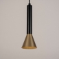Foto 15563-5 vooraanzicht: Koker hanglamp van metaal in zwart met goud GU10