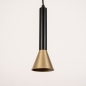 Foto 15563-6 vooraanzicht: Koker hanglamp van metaal in zwart met goud GU10