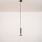 Foto 15563-7 vooraanzicht: Koker hanglamp van metaal in zwart met goud GU10