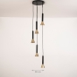 Foto 15564-13 maatindicatie: Luxe koker hanglamp van metaal in zwart met goud 