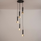 Foto 15564-14 vooraanzicht: Luxe koker hanglamp van metaal in zwart met goud 