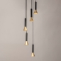 Foto 15564-15 vooraanzicht: Luxe koker hanglamp van metaal in zwart met goud 