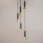Foto 15564-17 vooraanzicht: Luxe koker hanglamp van metaal in zwart met goud 