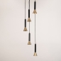 Foto 15564-18 vooraanzicht: Luxe koker hanglamp van metaal in zwart met goud 