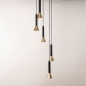 Foto 15564-19 vooraanzicht: Luxe koker hanglamp van metaal in zwart met goud 
