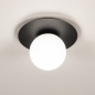 Foto 15578-4 onderaanzicht: Art-deco plafondlamp in zwart met witte bol van glas 