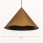 Foto 15618-1: Grote ronde hanglamp van metaal in brons met zwart met conische kap van metaal 