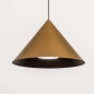 Foto 15618-2: Grote ronde hanglamp van metaal in brons met zwart met conische kap van metaal 