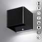 Foto 15640-2: Oplaadbare wandlamp IP44 in het zwart met bewegingssensor