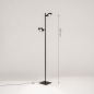 Foto 15693-1: Dimbare led vloerlamp in zwart met twee verstelbare lichtpunten 