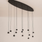 Foto 15699-4: Grote zwarte design hanglamp met 13 bolletjes met dimbare led verlichting en ovale plafondplaat