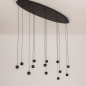 Foto 15699-5: Grote zwarte design hanglamp met 13 bolletjes met dimbare led verlichting en ovale plafondplaat