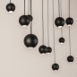 Foto 15699-6: Grote zwarte design hanglamp met 13 bolletjes met dimbare led verlichting en ovale plafondplaat