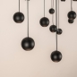 Foto 15699-7: Grote zwarte design hanglamp met 13 bolletjes met dimbare led verlichting en ovale plafondplaat