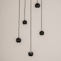Foto 15700-15: Zwarte led hanglamp met vijf bollen van metaal 