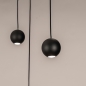 Foto 15700-16: Zwarte led hanglamp met vijf bollen van metaal 
