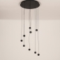 Foto 15701-25: 9-flammige schwarze LED-Pendelleuchte mit Metallkugeln
