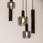 Foto 15736-2: Hotel chique hanglamp zwart met rookglas en GU10 kokers
