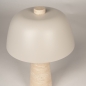 Foto 15746-5: Travertin tafellamp paddenstoel in beige met kap in warm grijs