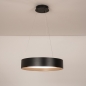 Foto 15751-1: Ronde led hanglamp in zwart met goud, dimbaar met afstandsbediening