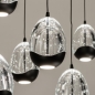 Foto 15752-2: Ovale hanglamp met acht glazen in helder glas