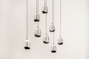 Foto 15752-5: Ovale hanglamp met acht glazen in helder glas