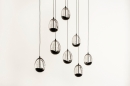 Foto 15752-6: Ovale hanglamp met acht glazen in helder glas