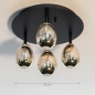 Foto 15762-1: Luxe plafondlamp in zwart met gouden glazen en dimbare led verlichting