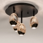 Foto 15762-5: Luxe plafondlamp in zwart met gouden glazen en dimbare led verlichting