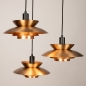 Foto 15782-10: Gouden 3-lichts hanglamp Eclectisch en speels op verschillende hoogtes