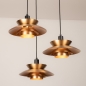 Foto 15782-12: Gouden 3-lichts hanglamp Eclectisch en speels op verschillende hoogtes