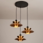 Foto 15782-4: Gouden 3-lichts hanglamp Eclectisch en speels op verschillende hoogtes