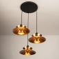 Foto 15782-6: Gouden 3-lichts hanglamp Eclectisch en speels op verschillende hoogtes