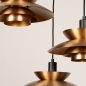 Foto 15782-9: Gouden 3-lichts hanglamp Eclectisch en speels op verschillende hoogtes
