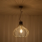 Foto 15791-4: Grote japandi hanglamp beige in peervorm met platte spijlen van metaal 